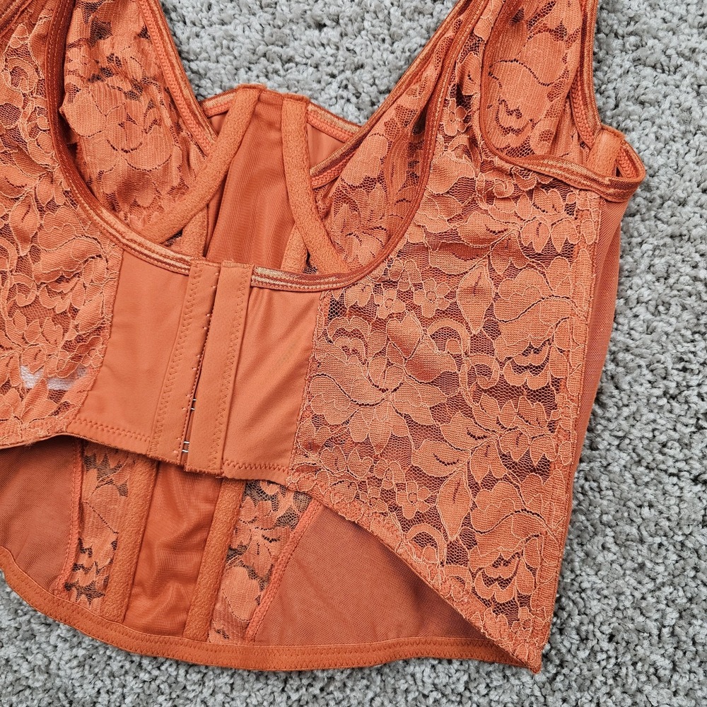 Out From Under Bewitched Lace Layered Corset Sz Large Orange Urban Outfitters - Picture 5 of 12